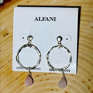 ALFANI Hypo-allergenic semi precious stone earrings Rose quarts NWT